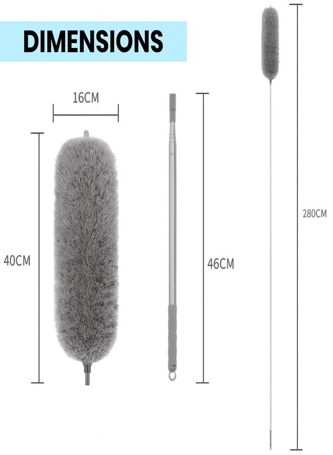 Maxoshine Microfiber Feather Duster | Bendable & Extendable Fan Cleaning Duster | Home Tools Cleaning for High Ceiling Windows Furniture | 100 Inch (Grey) - Image 2